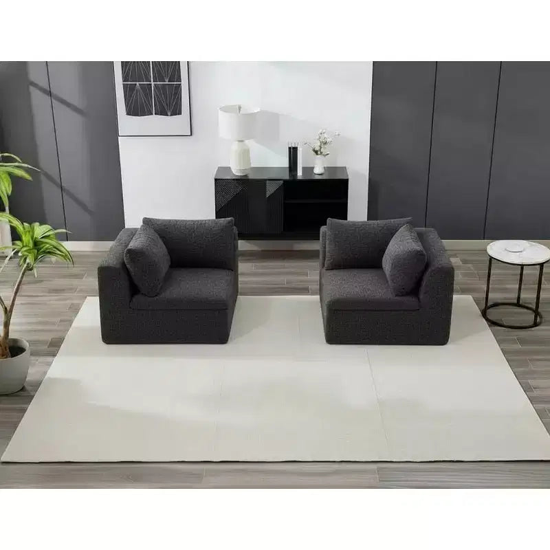 COZONY 140 Canapé modulable Cloud avec ottoman, mousse à mémoire de forme haute densité et tissu chenille, design en U avec double méridienne