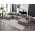 COZONY 140 Canapé modulable Cloud avec ottoman, mousse à mémoire de forme haute densité et tissu chenille, design en U avec double méridienne