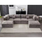 COZONY 140 Canapé modulable Cloud avec ottoman, mousse à mémoire de forme haute densité et tissu chenille, design en U avec double méridienne