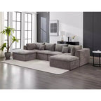 COZONY 140 Canapé modulable Cloud avec ottoman, mousse à mémoire de forme haute densité et tissu chenille, design en U avec double méridienne