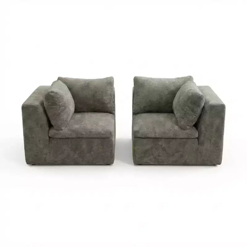 COZONY 140 Canapé modulable Cloud avec ottoman, mousse à mémoire de forme haute densité et tissu chenille, design en U avec double méridienne