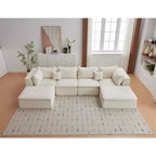 COZONY 140 Canapé modulable Cloud avec ottoman, mousse à mémoire de forme haute densité et tissu chenille, design en U avec double méridienne
