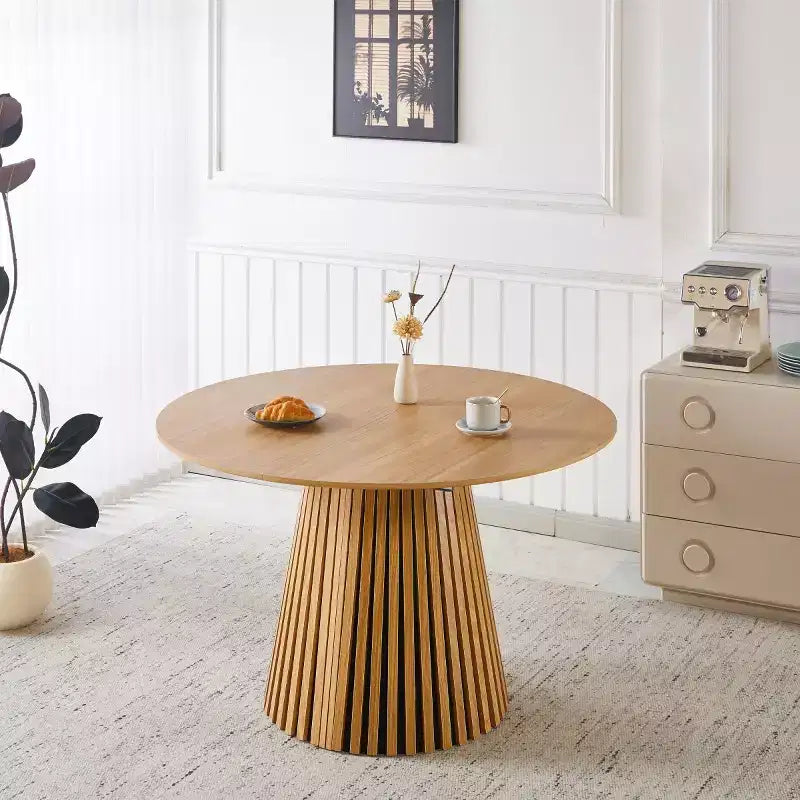 Table à manger extensible 3 positions moderne, table piédestal ronde de 46 po convertible en table à manger de 63 et 78,7 po pour salle à manger ou cuisine-Panipeachy