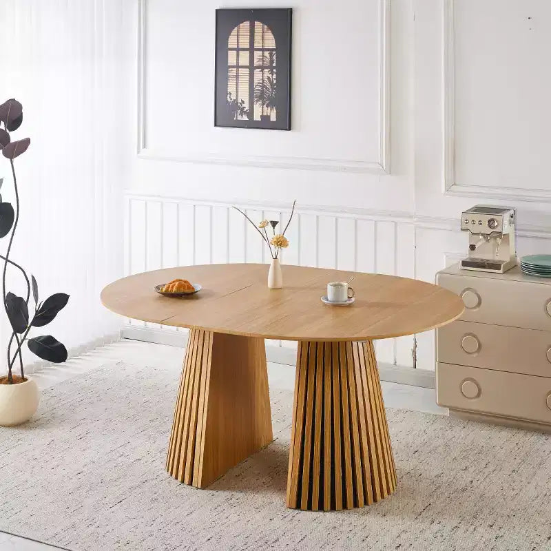 Table à manger extensible 3 positions moderne, table piédestal ronde de 46 po convertible en table à manger de 63 et 78,7 po pour salle à manger ou cuisine-Panipeachy