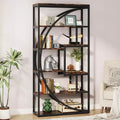 Lantine 70.8-Inch Bookshelf, Industrial 5-Tier Etagere Bookcase with 8 Open Storage Shelves for Home Office, Living Room, Rustic Brown