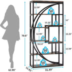 Lantine Étagère de bibliothèque industrielle à 5 niveaux de 180 cm avec 8 étagères de rangement ouvertes pour bureau à domicile, salon, marron rustique