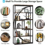 Lantine Étagère de bibliothèque industrielle à 5 niveaux de 180 cm avec 8 étagères de rangement ouvertes pour bureau à domicile, salon, marron rustique