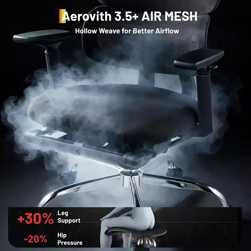 Chaise de jeu ergonomique en maille avec accoudoirs 4D relevables, appui-tête 3D, chaise de bureau avec support lombaire et repose-jambes réglables