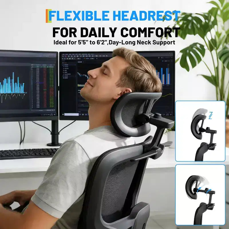 Chaise de jeu ergonomique en maille avec accoudoirs 4D relevables, appui-tête 3D, chaise de bureau avec support lombaire et repose-jambes réglables