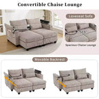 MAYEERTY Canapé convertible Chaise causeuse Canapé-lit en velours côtelé avec ports et deux porte-gobelets pour salon, Marron