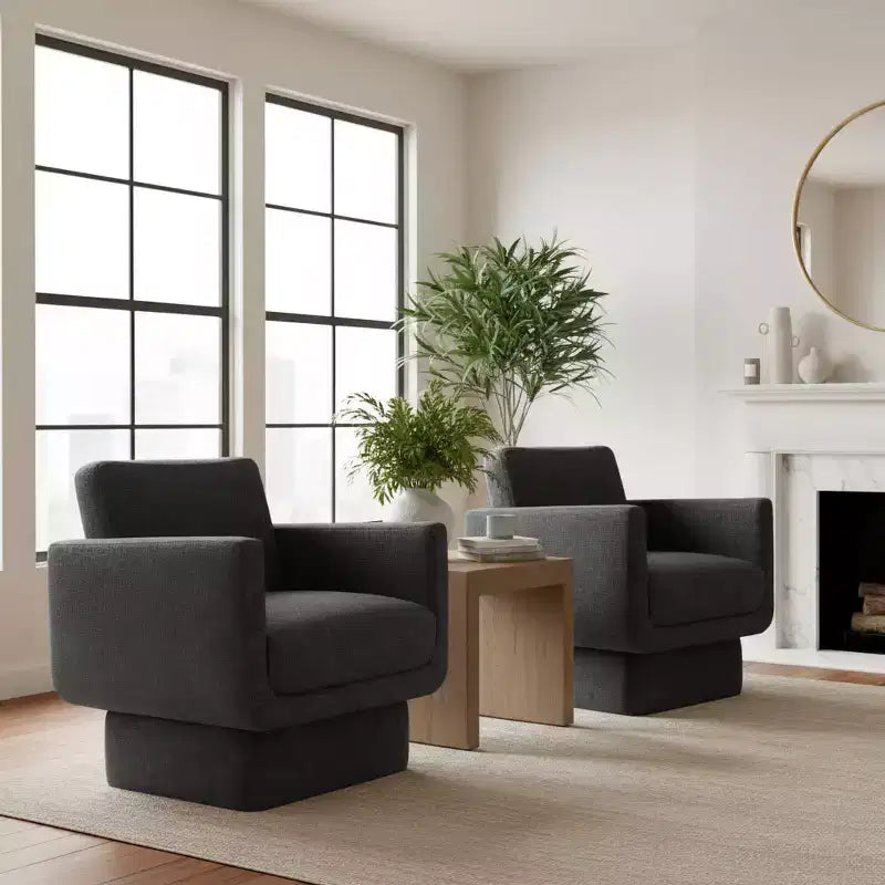 Lot de 2 fauteuils d'appoint modernes pivotants à 360°, fauteuils de salon rembourrés avec assise épaisse de 16,5 cm pour salon, chambre ou bureau - Panipeachy