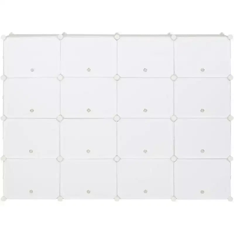Resin Cube Shoe Rack, DIY Deformable Modular Storage Shelf, 162x32x162cm 4-Row 8-Tier 32-Cube, White, for Closet Entryway
