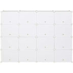 Resin Cube Shoe Rack, DIY Deformable Modular Storage Shelf, 162x32x162cm 4-Row 8-Tier 32-Cube, White, for Closet Entryway