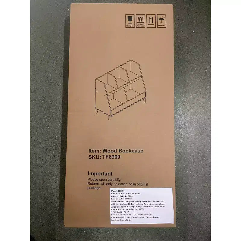 VIYET 28 Meuble de rangement pour enfants, bibliothèque à 5 casiers, organisateur de jouets, étagère de rangement à 2 niveaux en bois blanc avec pieds en pin (organisateur anti-basculement pour chambre d'enfant/salle de jeux)