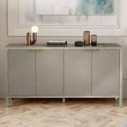 MAYEERTY 59 Storage Cabinet with Storae Modern Wood Buffet Cabinet with 4 Doors & Adjustable Shelves for Living Room Entryway Beige
