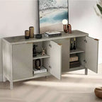 MAYEERTY 59 Armoire de rangement avec Buffet en bois moderne à 4 portes et étagères réglables pour salon, entrée, beige