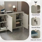 MAYEERTY 59 Armoire de rangement avec Buffet en bois moderne à 4 portes et étagères réglables pour salon, entrée, beige
