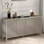 MAYEERTY 59 Armoire de rangement avec Buffet en bois moderne à 4 portes et étagères réglables pour salon, entrée, beige