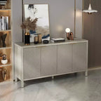 MAYEERTY 59 Armoire de rangement avec Buffet en bois moderne à 4 portes et étagères réglables pour salon, entrée, beige
