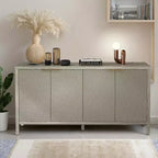 MAYEERTY 59 Armoire de rangement avec Buffet en bois moderne à 4 portes et étagères réglables pour salon, entrée, beige