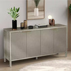 MAYEERTY 59 Armoire de rangement avec Buffet en bois moderne à 4 portes et étagères réglables pour salon, entrée, beige