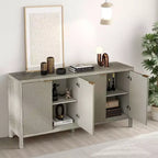 MAYEERTY 59 Armoire de rangement avec Buffet en bois moderne à 4 portes et étagères réglables pour salon, entrée, beige