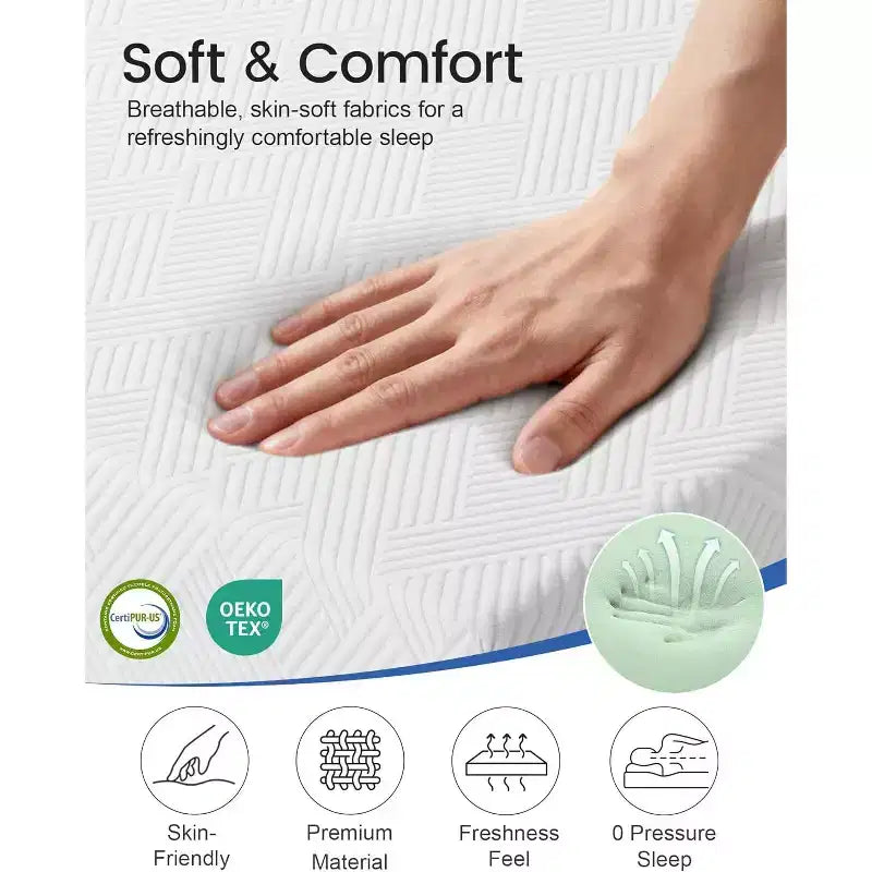Matelas Dyonery Ferme Moyen, Matelas en Mousse à Mémoire de Forme avec Gel Rafraîchissant, Soutien Ferme Moyen Soulageant la Pression, Mousse Ventilée Rafraîchissante