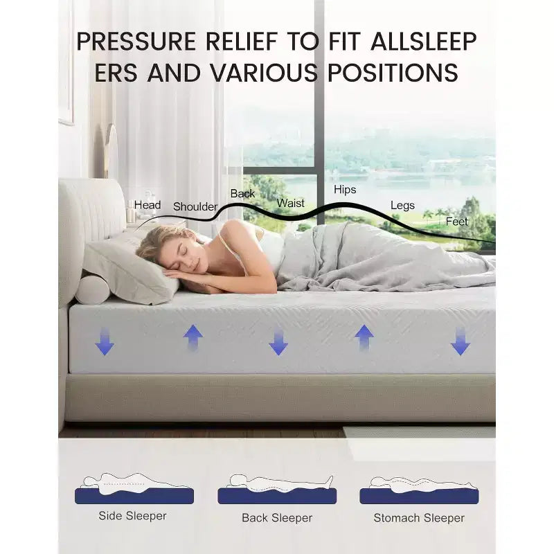 Matelas Dyonery Ferme Moyen, Matelas en Mousse à Mémoire de Forme avec Gel Rafraîchissant, Soutien Ferme Moyen Soulageant la Pression, Mousse Ventilée Rafraîchissante