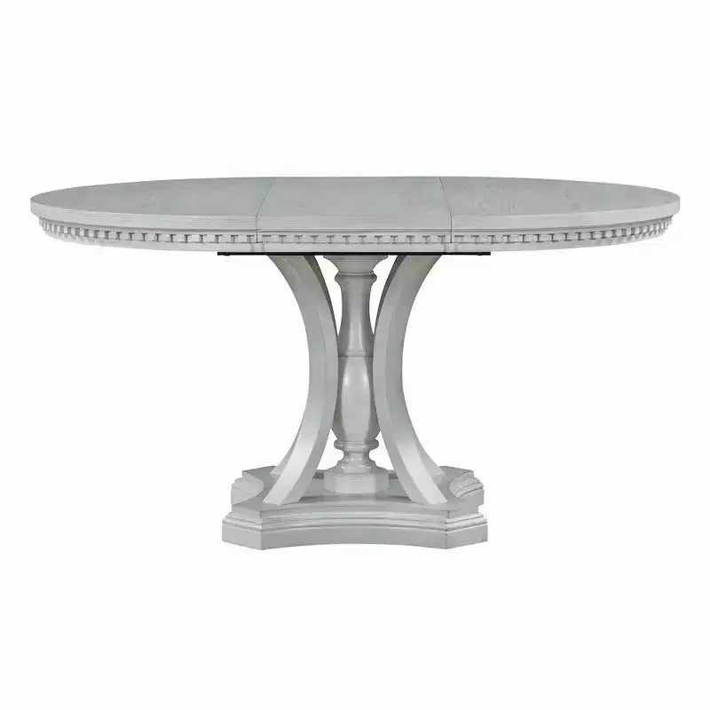 Ensemble de salle à manger rond de style ferme pour 4 personnes, table de cuisine extensible en bois avec 4 chaises rembourrées