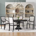Ensemble de salle à manger rond de style ferme pour 4 personnes, table de cuisine extensible en bois avec 4 chaises rembourrées