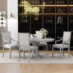 Ensemble de salle à manger rond de style ferme pour 4 personnes, table de cuisine extensible en bois avec 4 chaises rembourrées