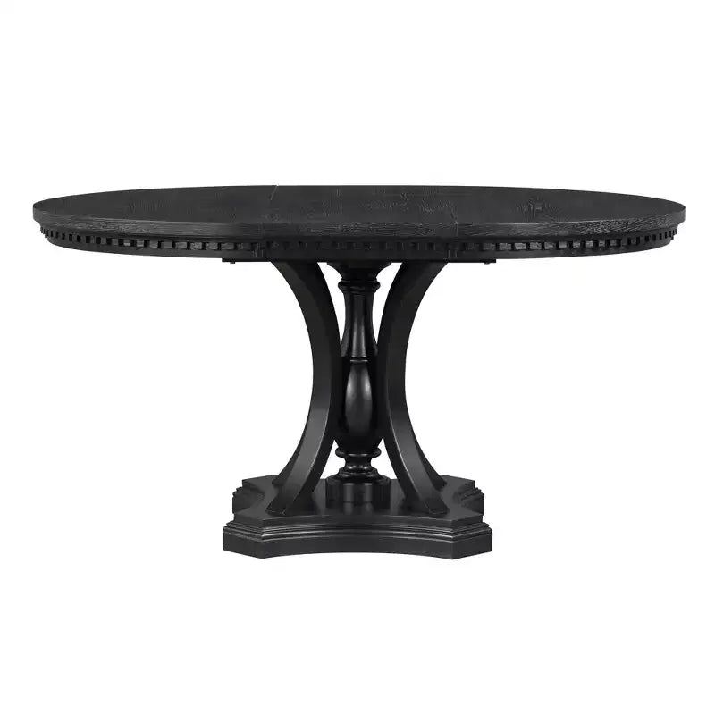 Ensemble de salle à manger rond de style ferme pour 4 personnes, table de cuisine extensible en bois avec 4 chaises rembourrées