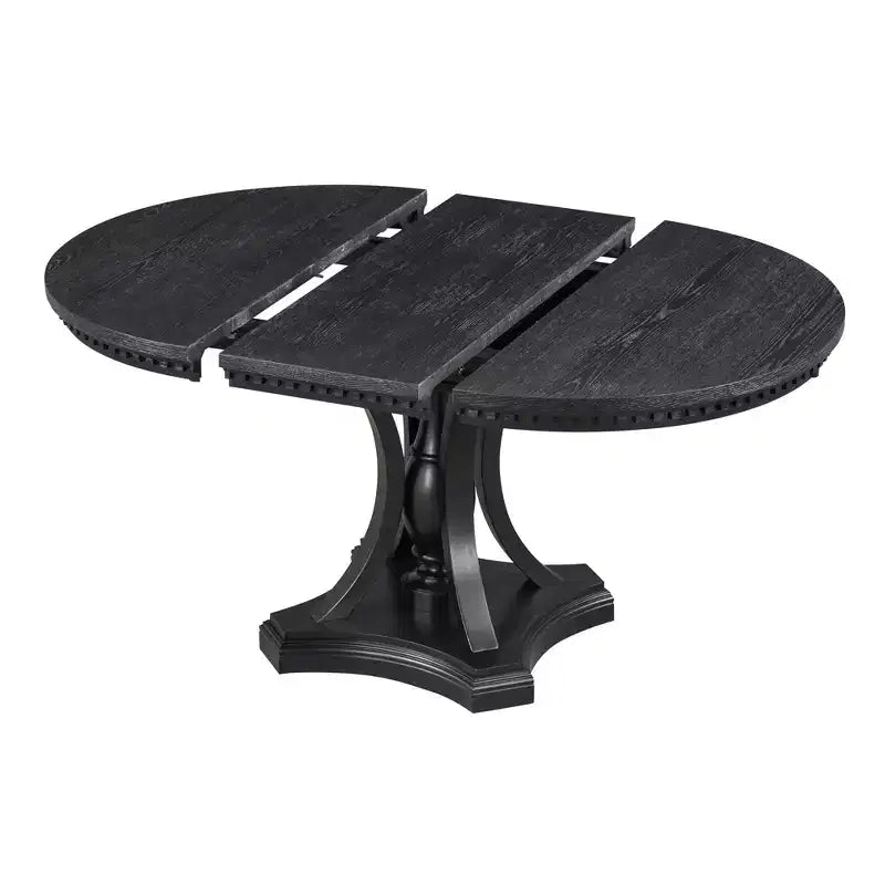 Ensemble de salle à manger rond de style ferme pour 4 personnes, table de cuisine extensible en bois avec 4 chaises rembourrées
