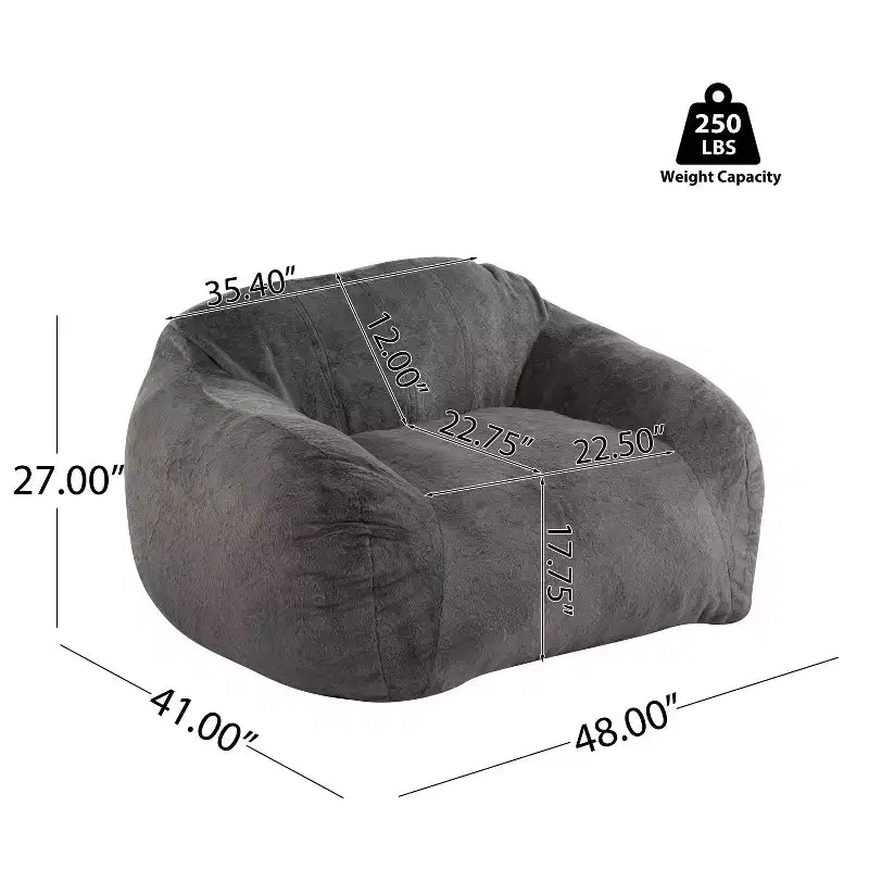 Sezze, fauteuil poire d'intérieur, fausse fourrure grise
