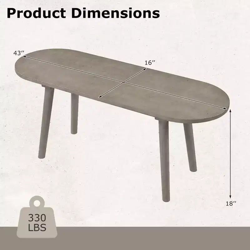 Banc de salle à manger Costway 43'' en bois massif style rustique avec pieds en bois d'hévéa pour salon et cuisine