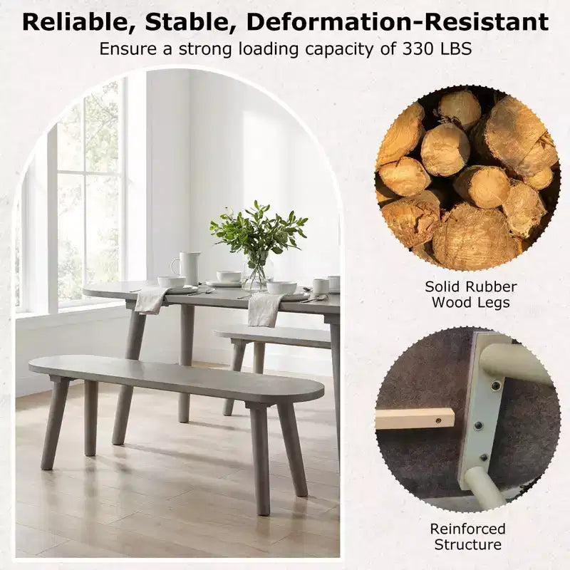 Banc de salle à manger Costway 43'' en bois massif style rustique avec pieds en bois d'hévéa pour salon et cuisine