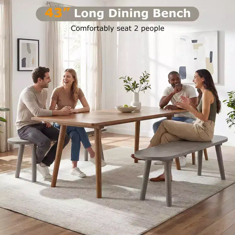 Banc de salle à manger Costway 43'' en bois massif style rustique avec pieds en bois d'hévéa pour salon et cuisine