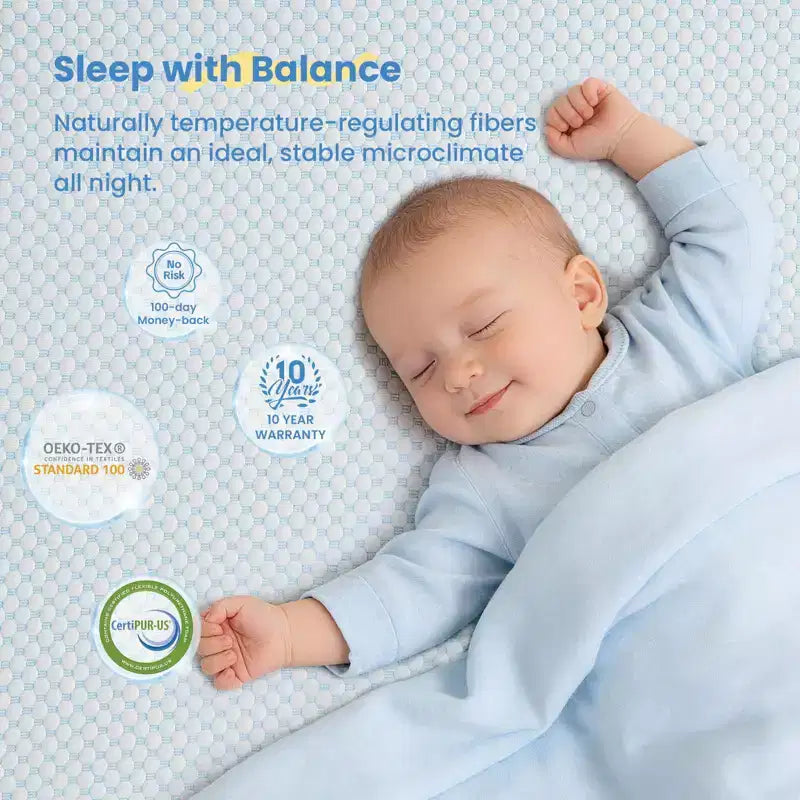 Matelas pour mini-berceau BaybyNest 38x24x4 pouces Portable Double face pour parc - Mousse à mémoire de forme rafraîchissante au gel, équilibre de la température - Certifié CertiPUR-US