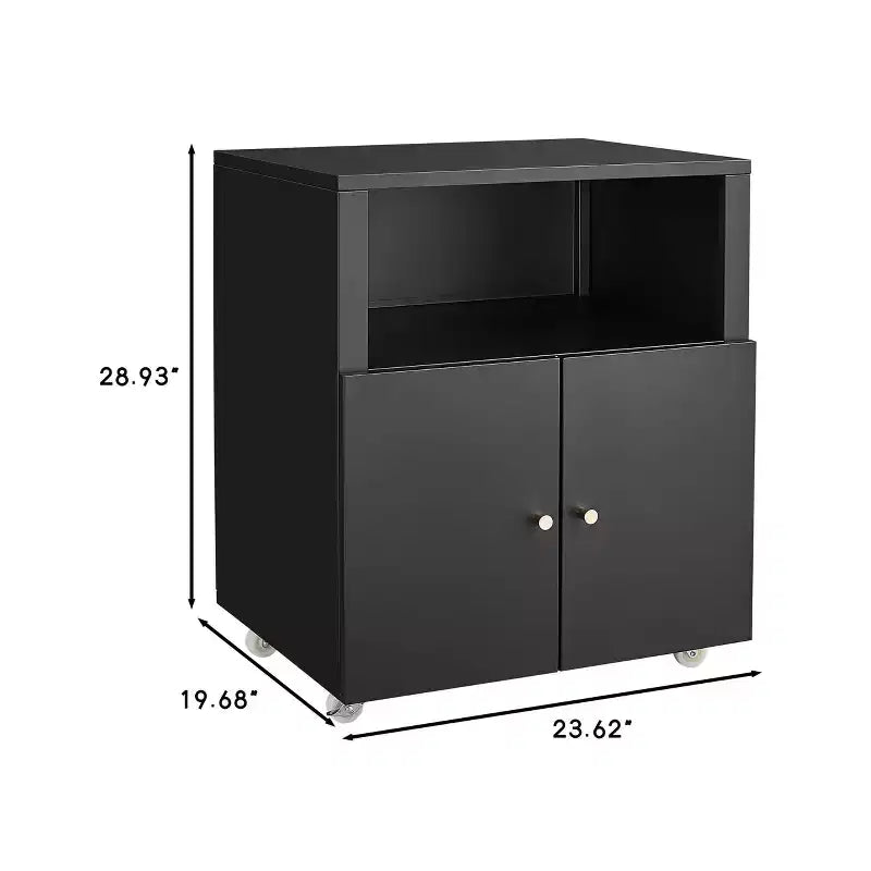 Meuble Classeur et Support d'Imprimante Mobile en Métal Noir, 2 Portes Verrouillables, Compartiment Réglable, Rangement 4 Fentes pour Lettre/Legal/A4