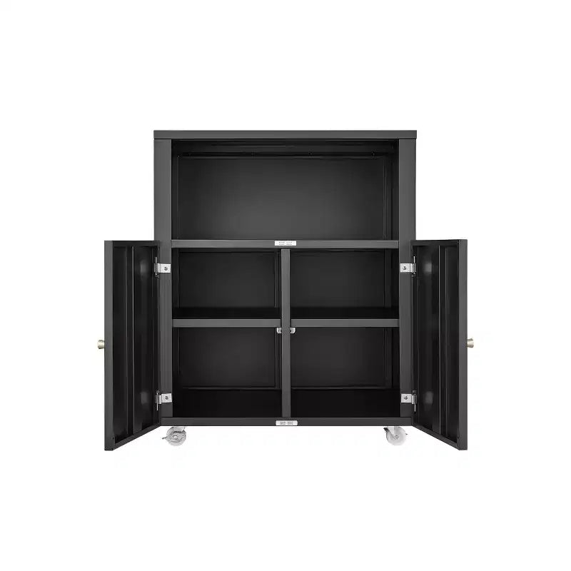 Meuble Classeur et Support d'Imprimante Mobile en Métal Noir, 2 Portes Verrouillables, Compartiment Réglable, Rangement 4 Fentes pour Lettre/Legal/A4