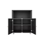 Meuble Classeur et Support d'Imprimante Mobile en Métal Noir, 2 Portes Verrouillables, Compartiment Réglable, Rangement 4 Fentes pour Lettre/Legal/A4