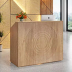 Lantine 47-Inch Reception Desk with Counter, Modern Front Desk with Cable Grommet for Checkout, Lobby, Beauty Salon, Home Office, Oak Finish