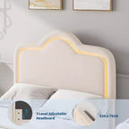 Cadre de lit rembourré à LED Twin XL avec tête de lit et pied de lit réglables, cadre de lit plateforme pour enfants, aucun sommier tapissier requis