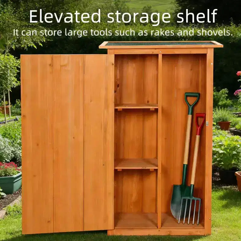 Abri de jardin en bois – Armoire à outils de jardin verrouillable et étanche avec toit plat pour l'arrière-cour, la terrasse, la pelouse et la ferme.