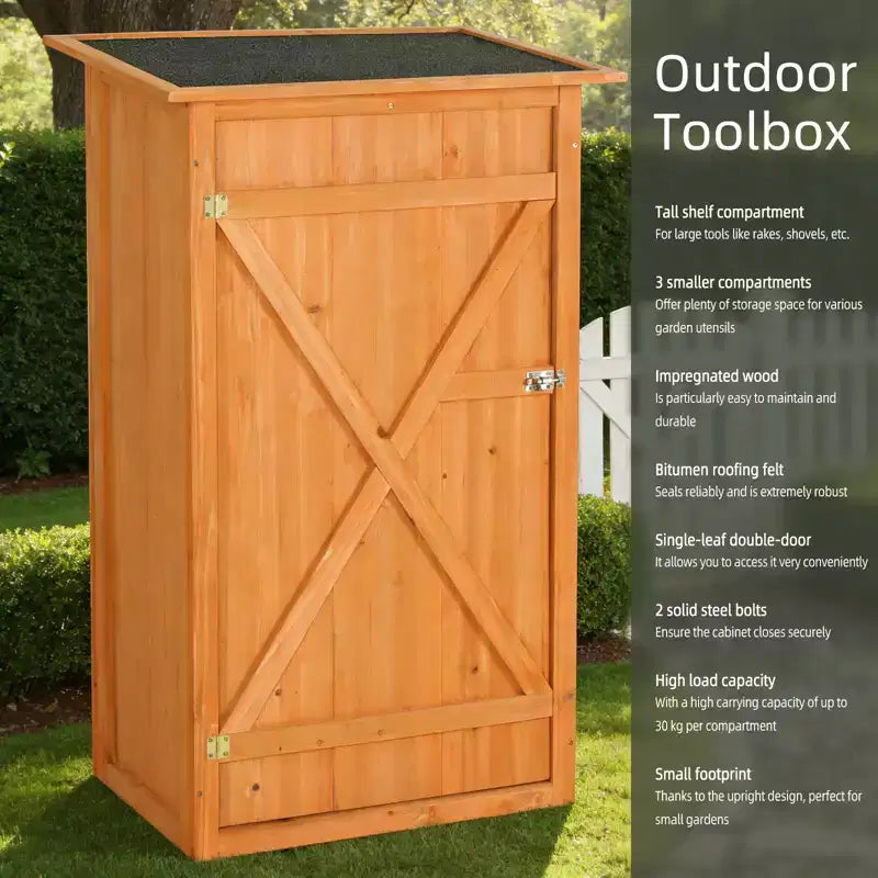 Abri de jardin en bois – Armoire à outils de jardin verrouillable et étanche avec toit plat pour l'arrière-cour, la terrasse, la pelouse et la ferme.