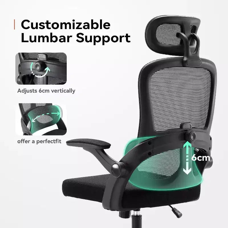 BALHAM TRADE-Chaise de bureau ergonomique Soutien lombaire réglable Inclinaison 110-130 Accoudoirs 3D avec appuie-tête
