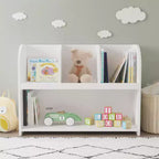 VIYET 24 Bibliothèque enfant à 4 compartiments, étagère de rangement et de présentation en MDF blanc (Organisateur de jouets anti-basculement pour salle de jeux/crèche)