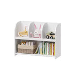 VIYET 24 Bibliothèque enfant à 4 compartiments, étagère de rangement et de présentation en MDF blanc (Organisateur de jouets anti-basculement pour salle de jeux/crèche)