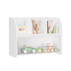 VIYET 24 Bibliothèque enfant à 4 compartiments, étagère de rangement et de présentation en MDF blanc (Organisateur de jouets anti-basculement pour salle de jeux/crèche)