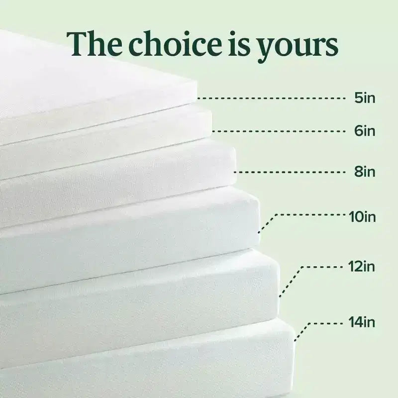 Matelas en mousse à mémoire de forme au thé vert Zinus 14 pouces Queen, sensation mi-ferme, soulagement de la pression zoné, mousses et tissus certifiés sans danger, matelas en boîte